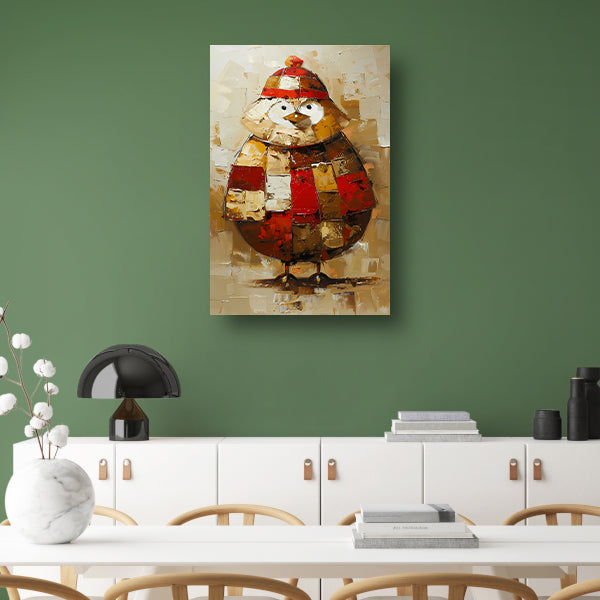 Kleurrijke abstracte vogel met hoed schilderij acrylglas