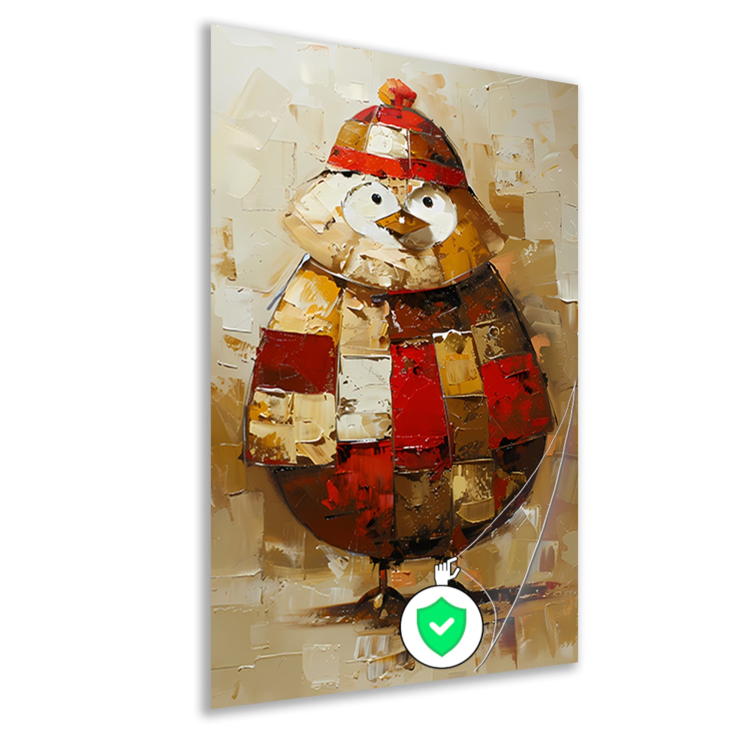 Kleurrijke abstracte vogel met hoed schilderij poster