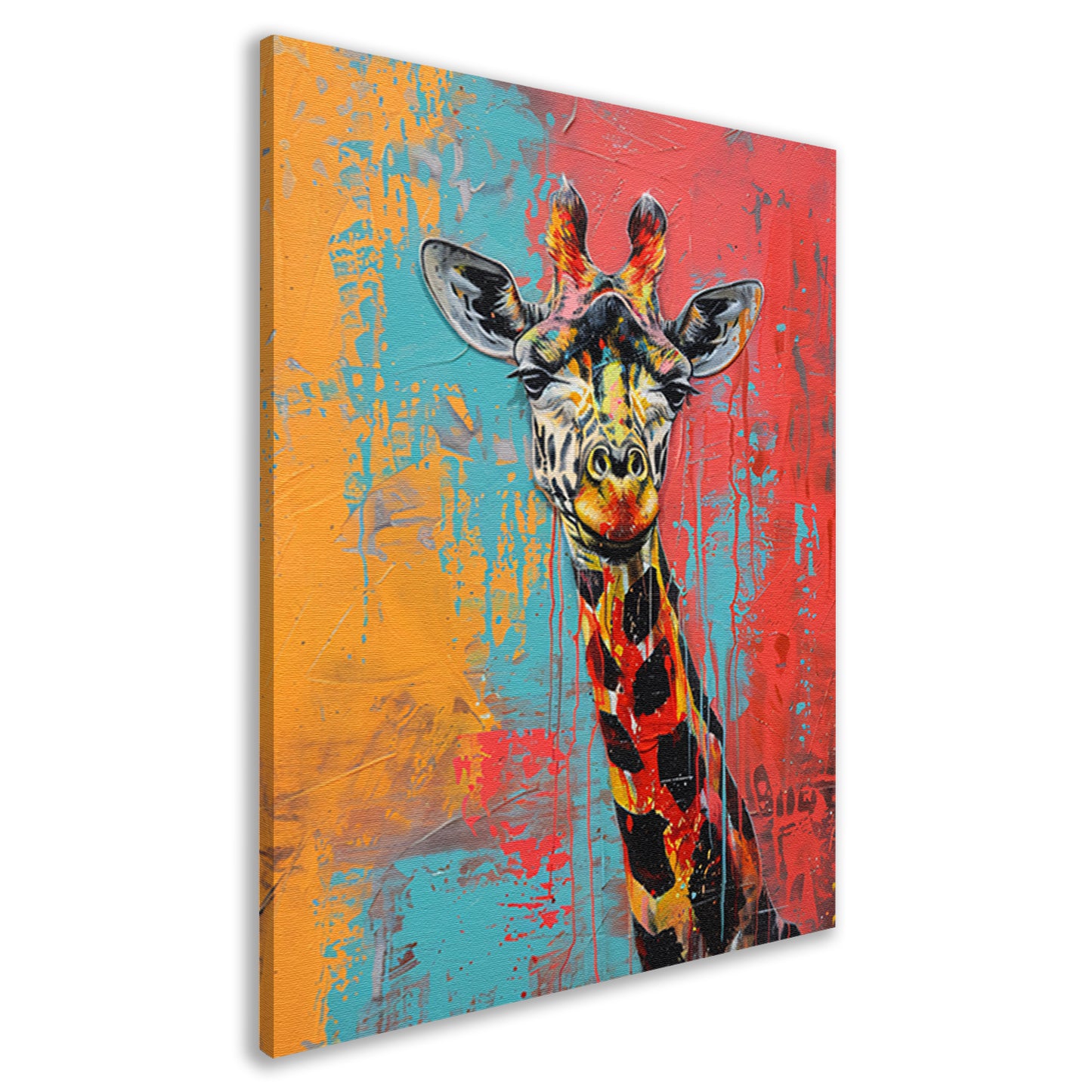 Kleurrijk schilderij van een giraffe canvas