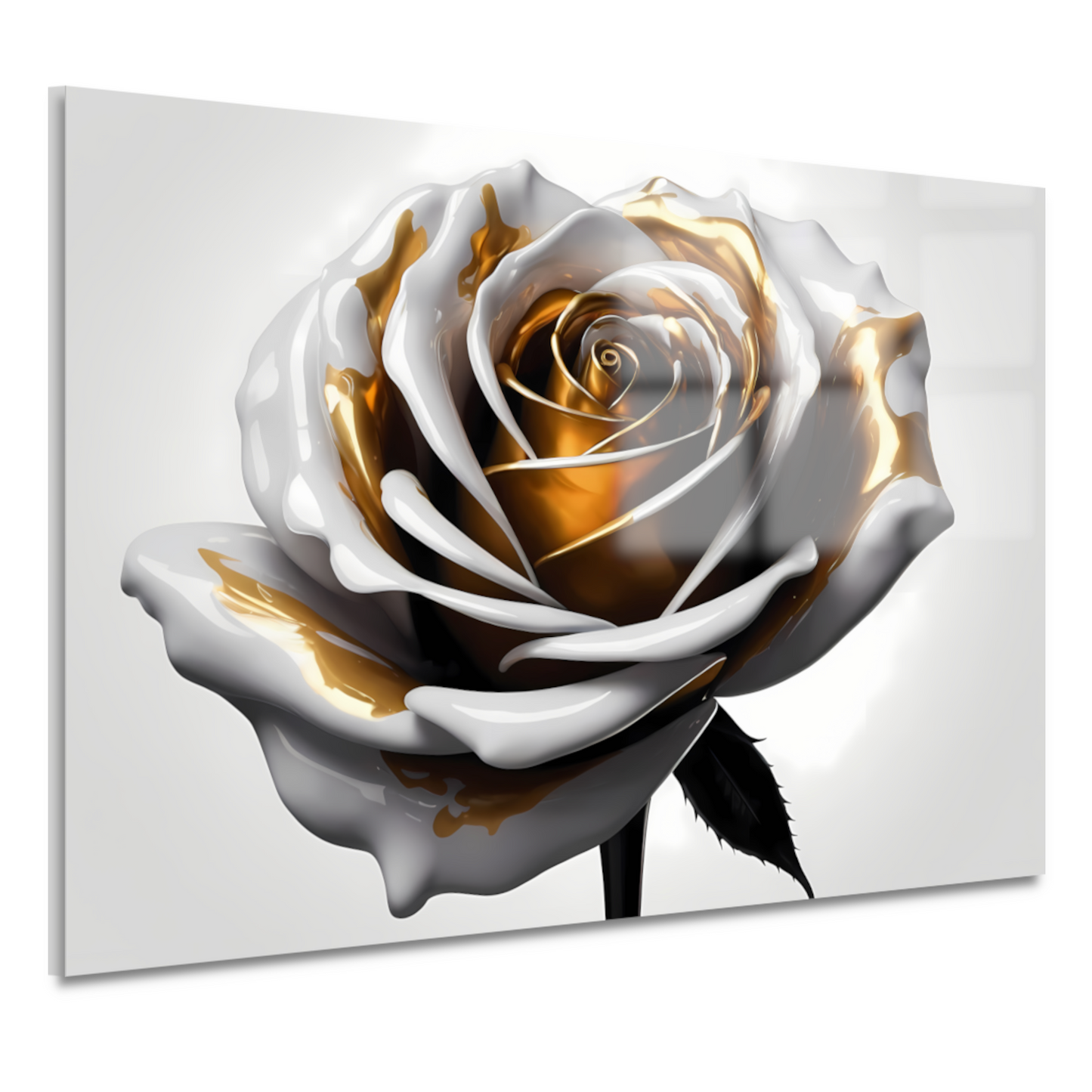 Gouden Roos Elegantie in Monochroom acrylglas