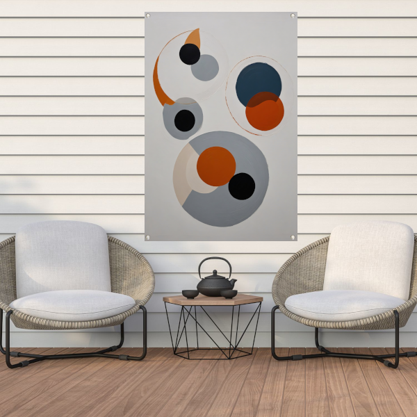 Abstracte Harmonie van Gelaagde Cirkels tuinposter