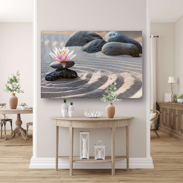Zen Bloem in Evenwicht op Stenen poster