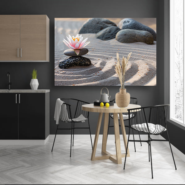 Zen Bloem in Evenwicht op Stenen poster
