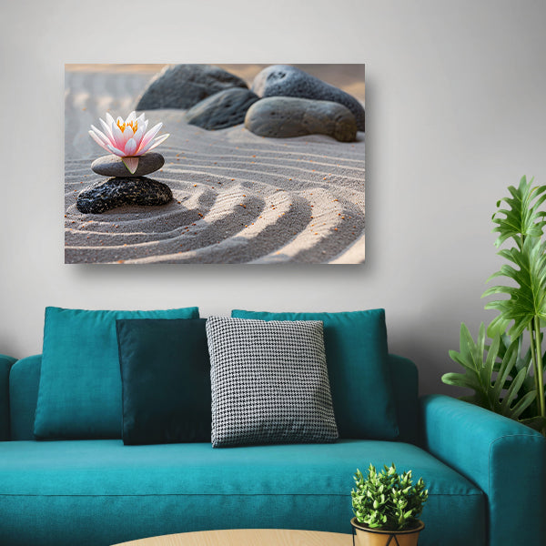 Zen Bloem in Evenwicht op Stenen poster