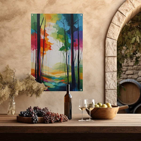 Abstracte Kleurrijke Boslandschap Impressie tuinposter