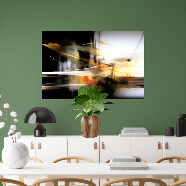 Gouden Schemering in Dynamische Vegen canvas met baklijst