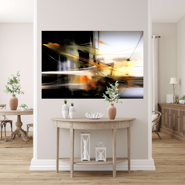 Gouden Schemering in Dynamische Vegen canvas met baklijst