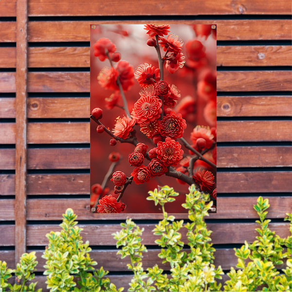 Rode Bloemen in Zachte Focus tuinposter