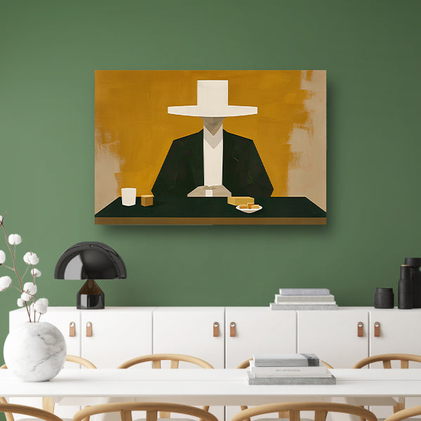 Geometrisch portret met hoed in minimalistische stijl poster