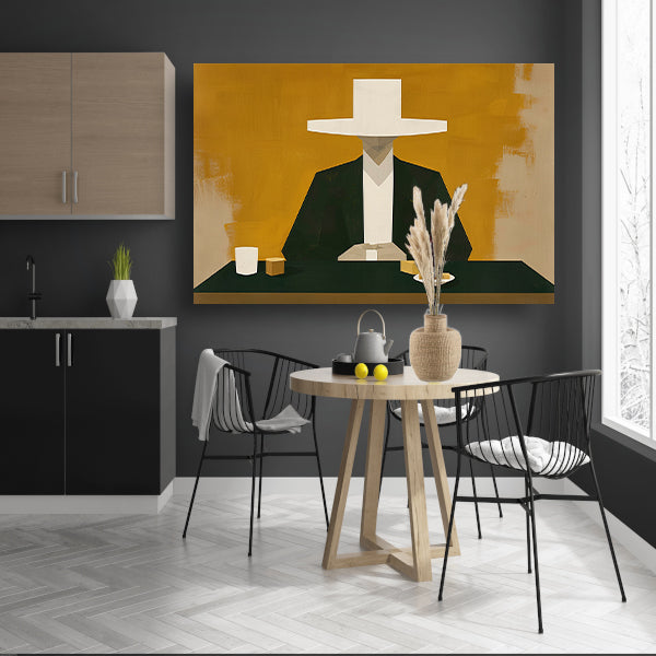 Geometrisch portret met hoed in minimalistische stijl poster