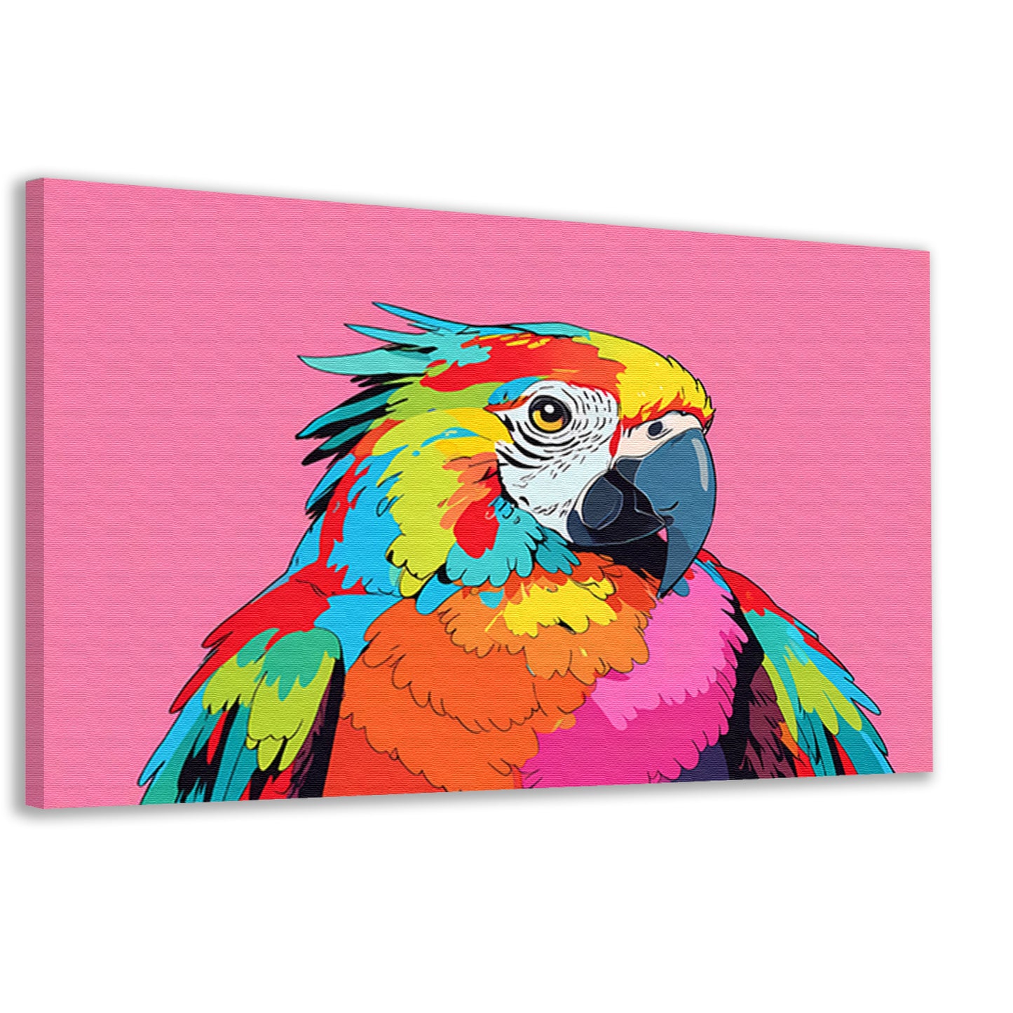 Kleurrijke en moderne popart papegaai schilderij canvas