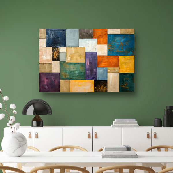Abstracte kleurrijke rechthoeken met texturen canvas