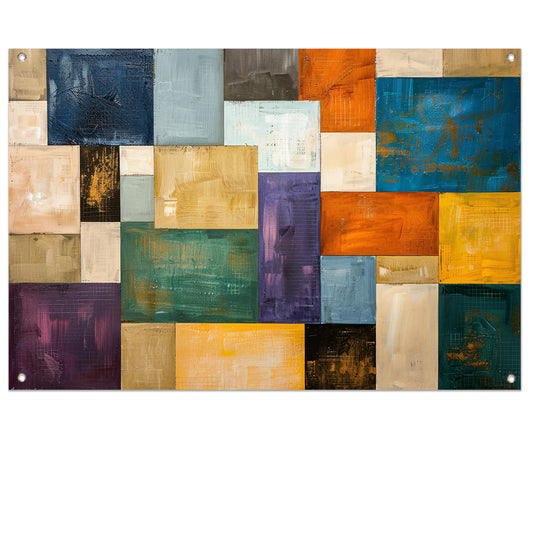 Abstracte kleurrijke rechthoeken met texturen tuinposter