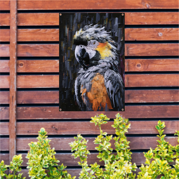 Abstracte expressie van een kleurrijke papegaai tuinposter