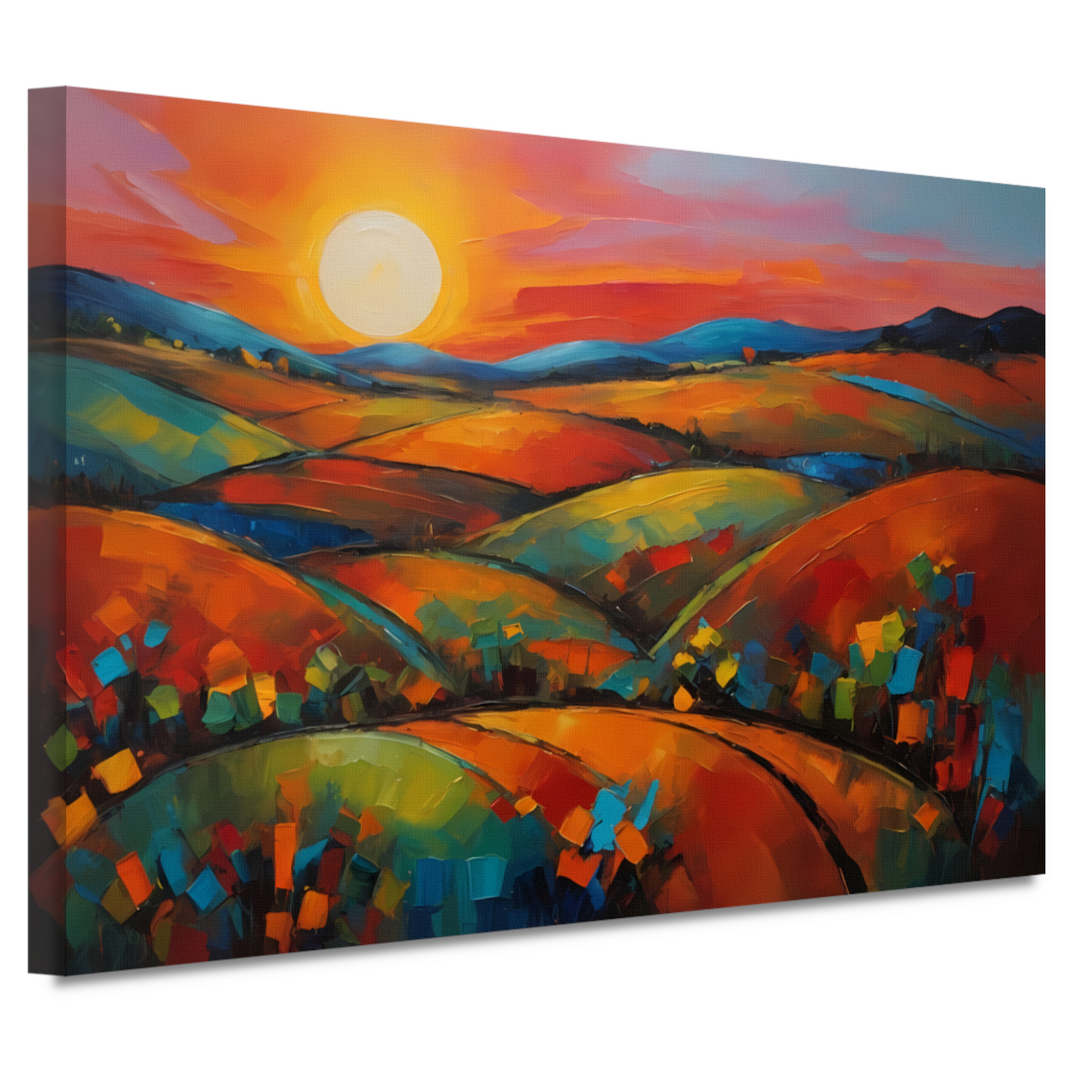 Kleurrijke impressie van een zonsondergang in de natuur canvas