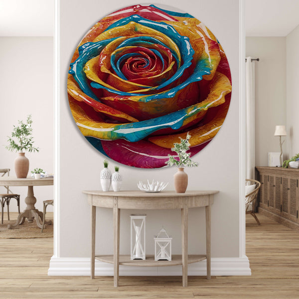 Abstracte Dans van Kleuren en Vormen aluminium muurcirkel