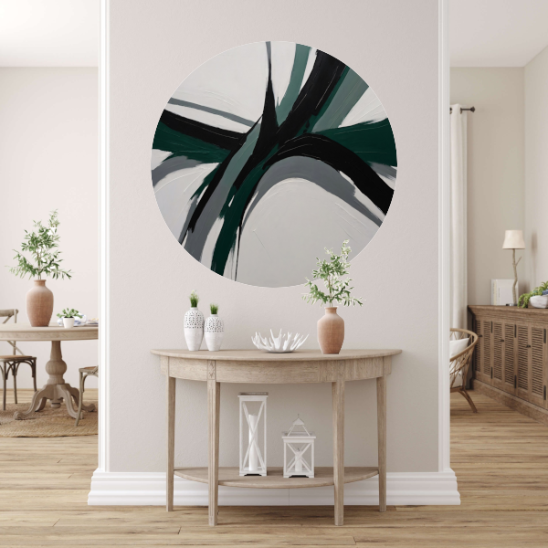 Dynamische Abstractie in Groen en Zwart forex muurcirkel