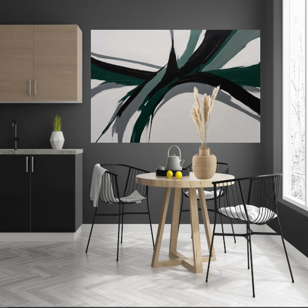 Dynamische Abstractie in Groen en Zwart poster