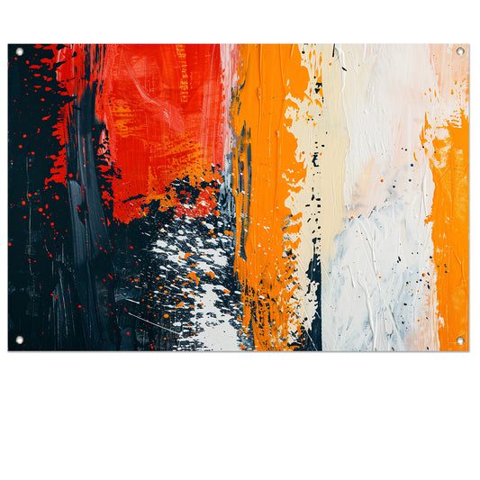 Dynamisch abstract schilderij met expressieve kleuren tuinposter