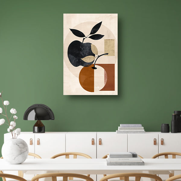 Moderne Abstracte Appel met Bladeren Design canvas met baklijst