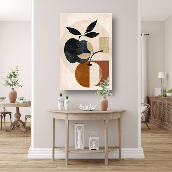 Moderne Abstracte Appel met Bladeren Design canvas met baklijst