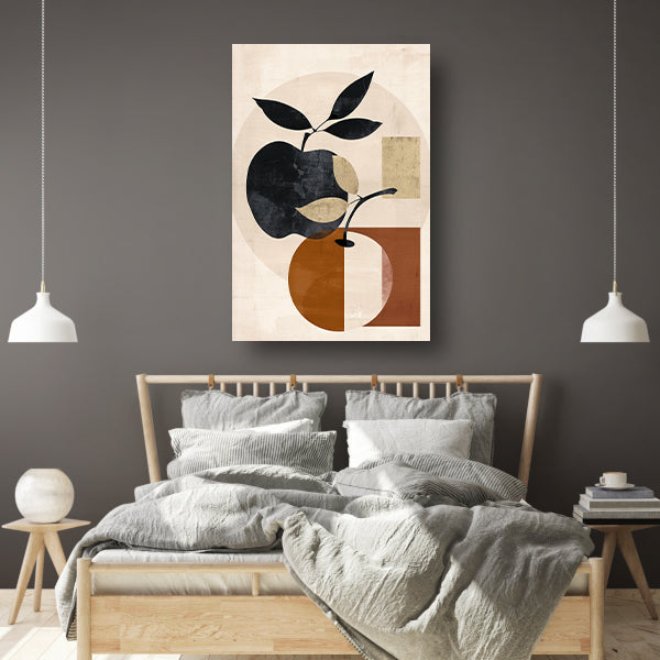 Moderne Abstracte Appel met Bladeren Design canvas met baklijst