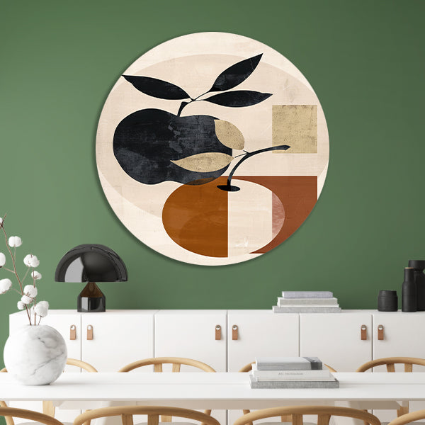 Moderne Abstracte Appel met Bladeren Design forex muurcirkel