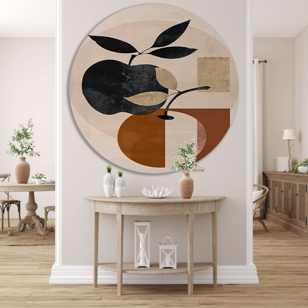 Moderne Abstracte Appel met Bladeren Design forex muurcirkel