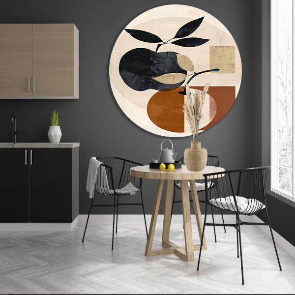 Moderne Abstracte Appel met Bladeren Design forex muurcirkel