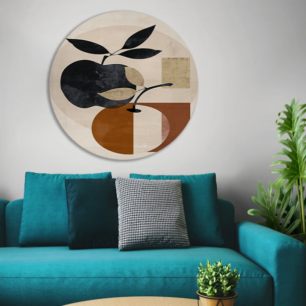 Moderne Abstracte Appel met Bladeren Design forex muurcirkel