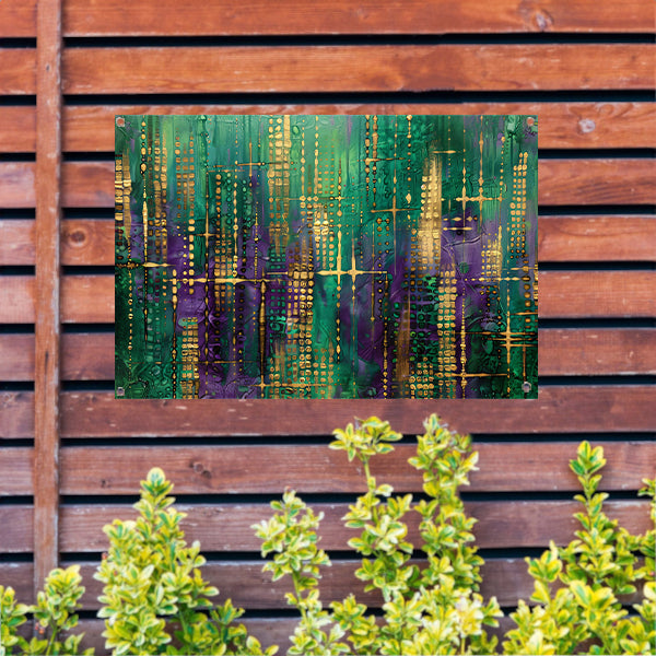 Dynamische abstracte kunst met kleurrijke patronen tuinposter