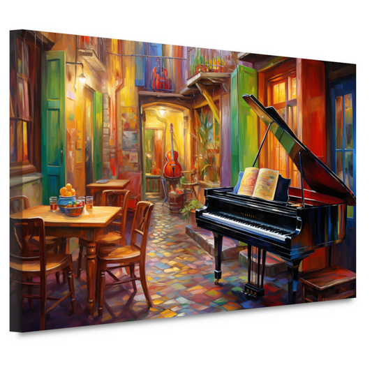 Piano en stoel in minimalistische stijl canvas