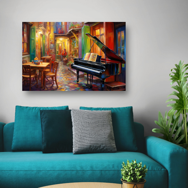 Piano en stoel in minimalistische stijl canvas