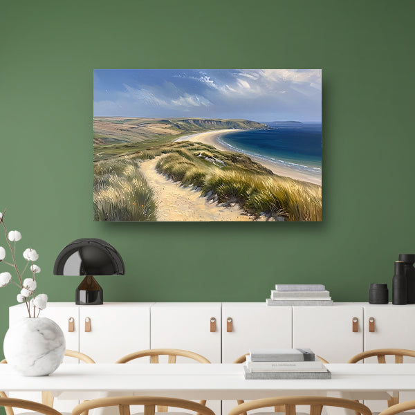 Prachtig strandlandschap met blauwe zee canvas