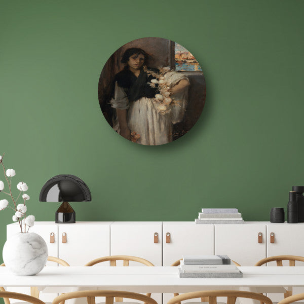 Venetiaanse uienverkoper - John Singer Sargent aluminium muurcirkel