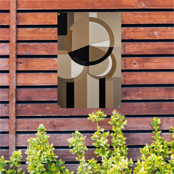 Geometrische Compositie met Aardetinten en Cirkels tuinposter