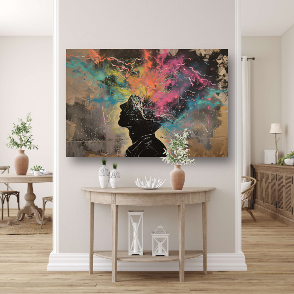 Menselijke Silhouet en Kleurrijke Natuurexplosie acrylglas