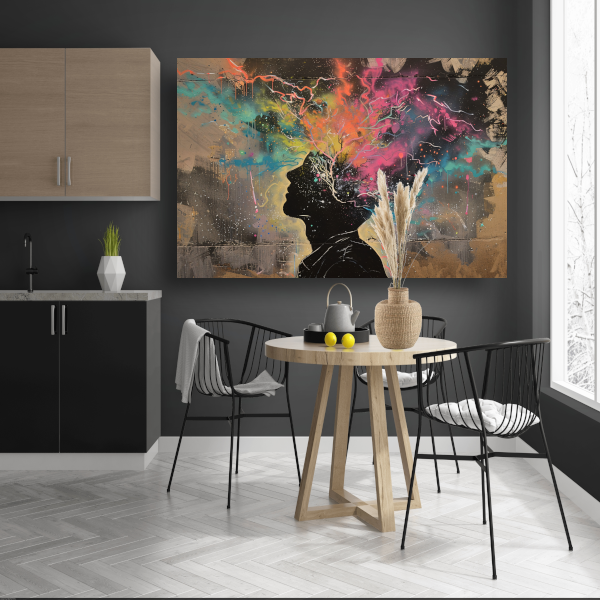 Menselijke Silhouet en Kleurrijke Natuurexplosie acrylglas