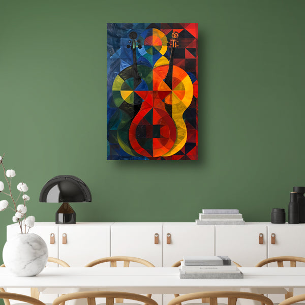 Abstract viool in Kleurrijk geometrische vormen canvas