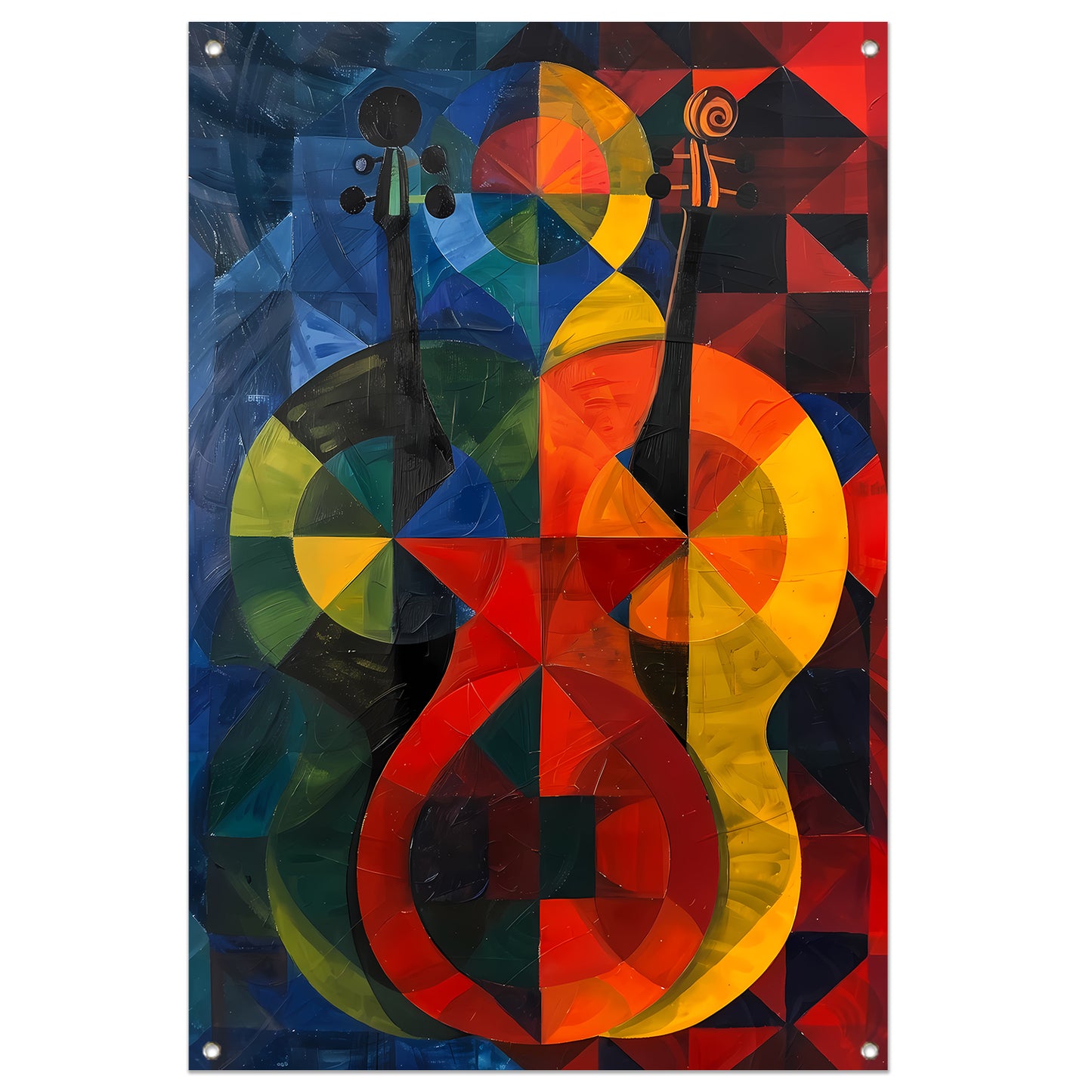 Abstract viool in Kleurrijk geometrische vormen tuinposter