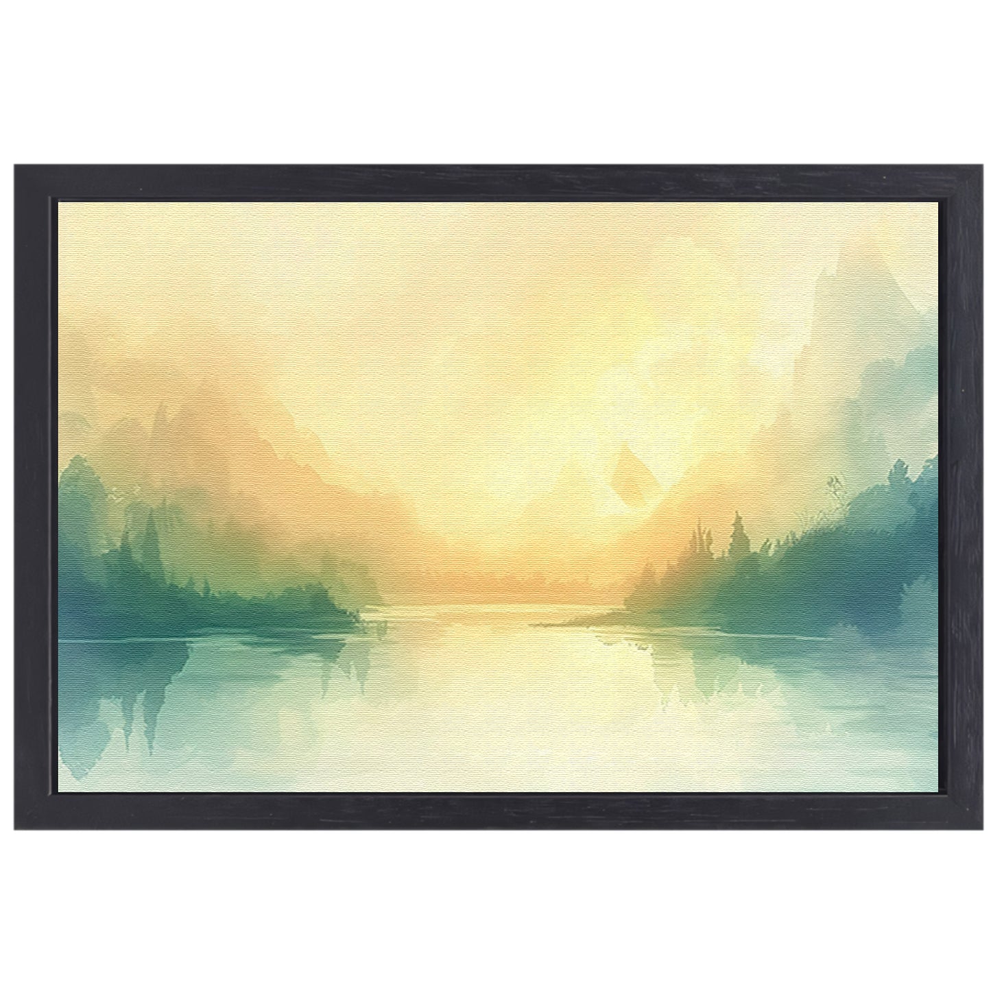 Vredig landschap met mistige heuvels canvas met baklijst