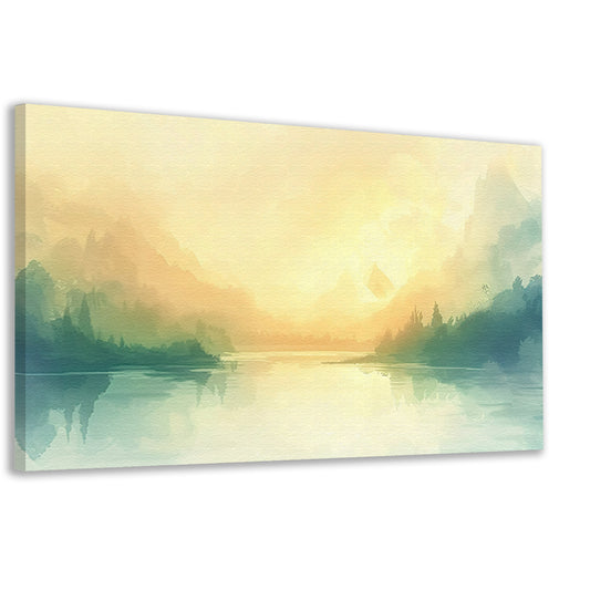 Vredig landschap met mistige heuvels canvas