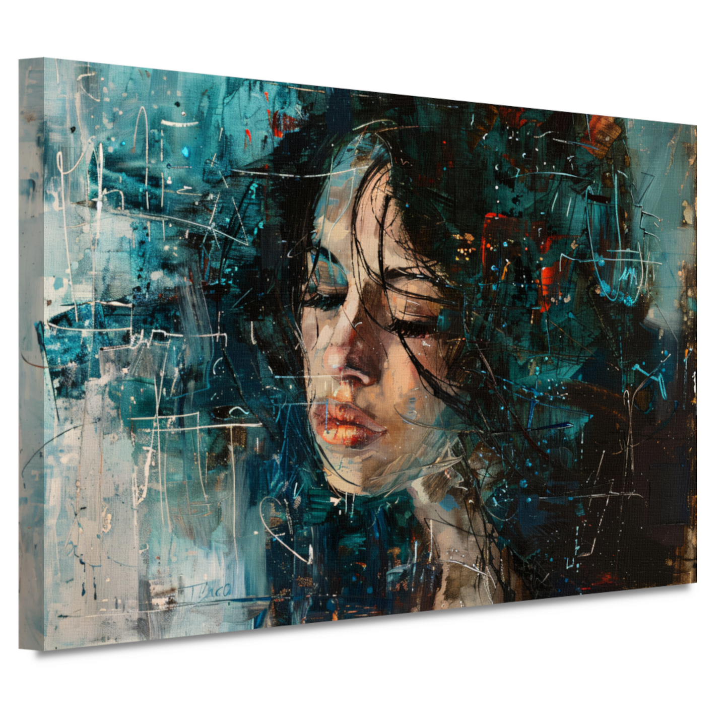 Abstract Portret van Emotie in Olieverf canvas