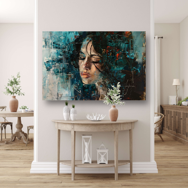 Abstract Portret van Emotie in Olieverf poster