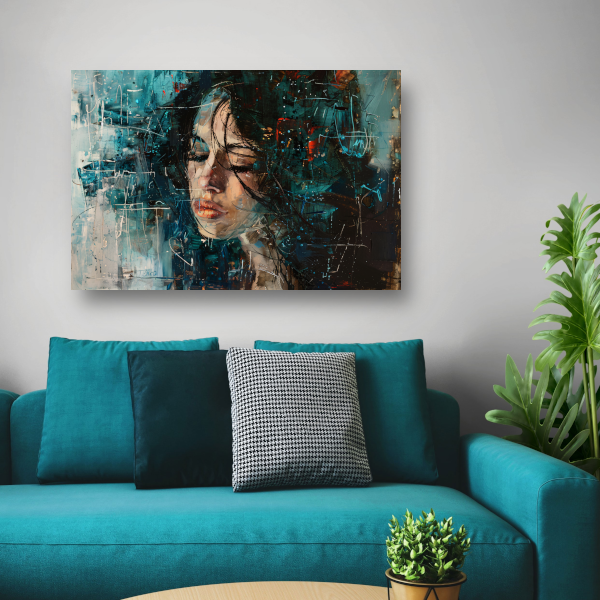 Abstract Portret van Emotie in Olieverf poster