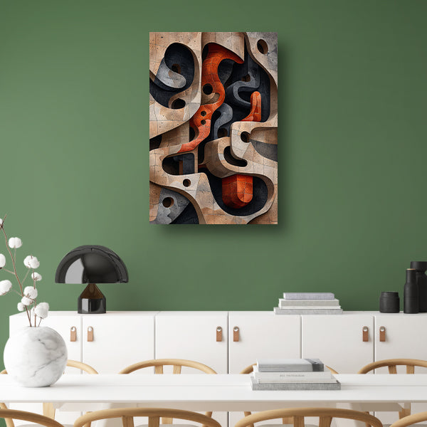 Abstract Doolhof van Vormen en Structuren poster