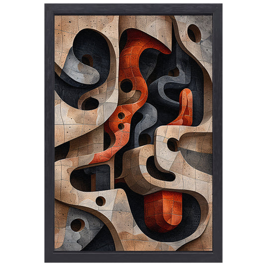 Abstract Doolhof van Vormen en Structuren canvas met baklijst