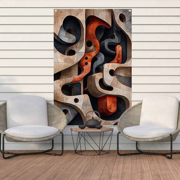 Abstract Doolhof van Vormen en Structuren tuinposter