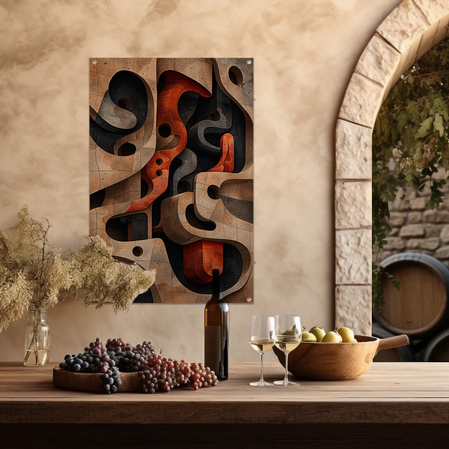 Abstract Doolhof van Vormen en Structuren tuinposter