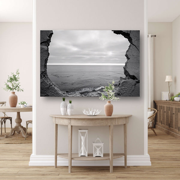 Horizon door een ruwe muuropening acrylglas